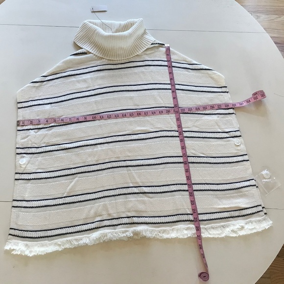 NWT TALBOTS COWL NECK SWEATER STRIPE PONCHO - Picture 2 of 13